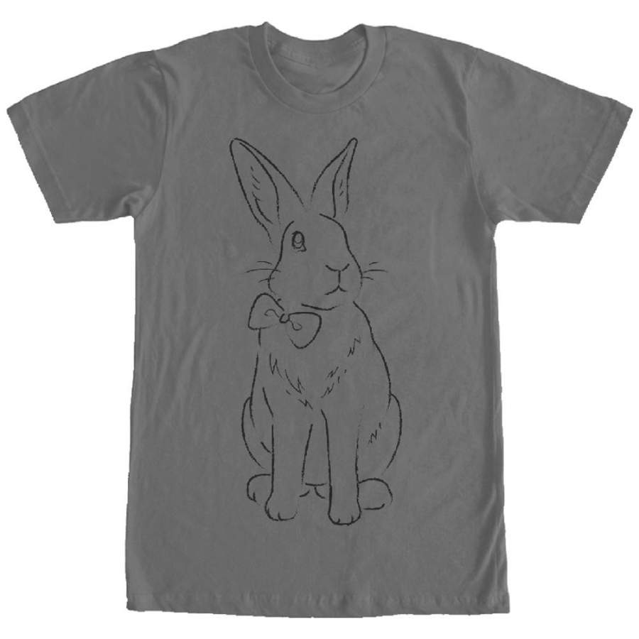 Lost Gods Men’s Bowtie Rabbit  T Shirt Charcoal