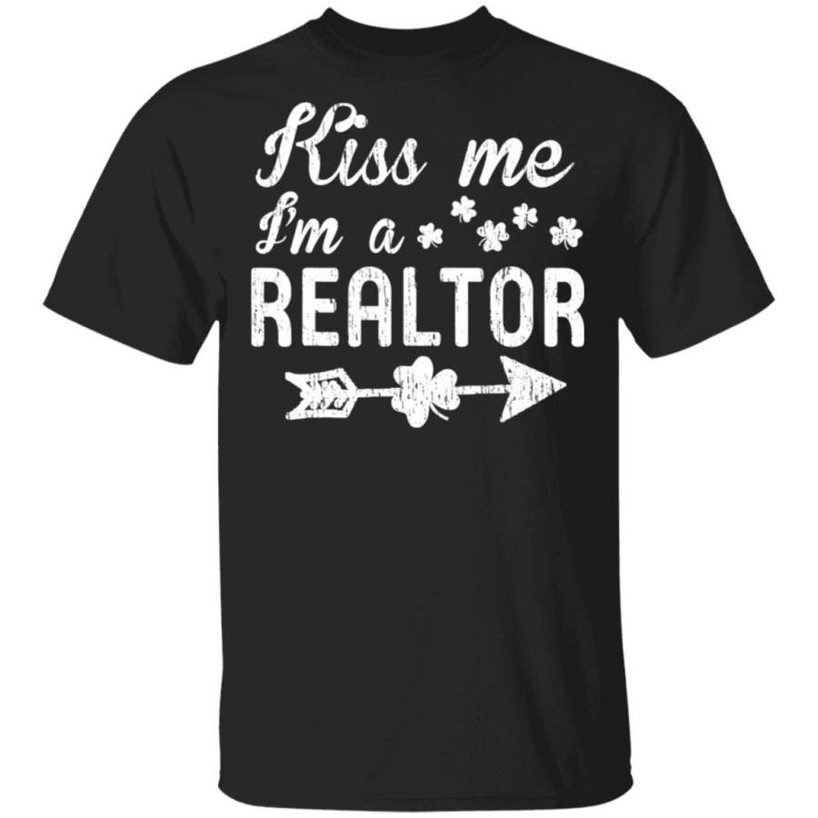 Vintage Kiss me i’m a Realtor shamrock Fun St Patrick Day T Shirt Saint Paddys Patricks Tshirt Lucky Shirts Drink Green Beer Irish Gifts Funny Tee