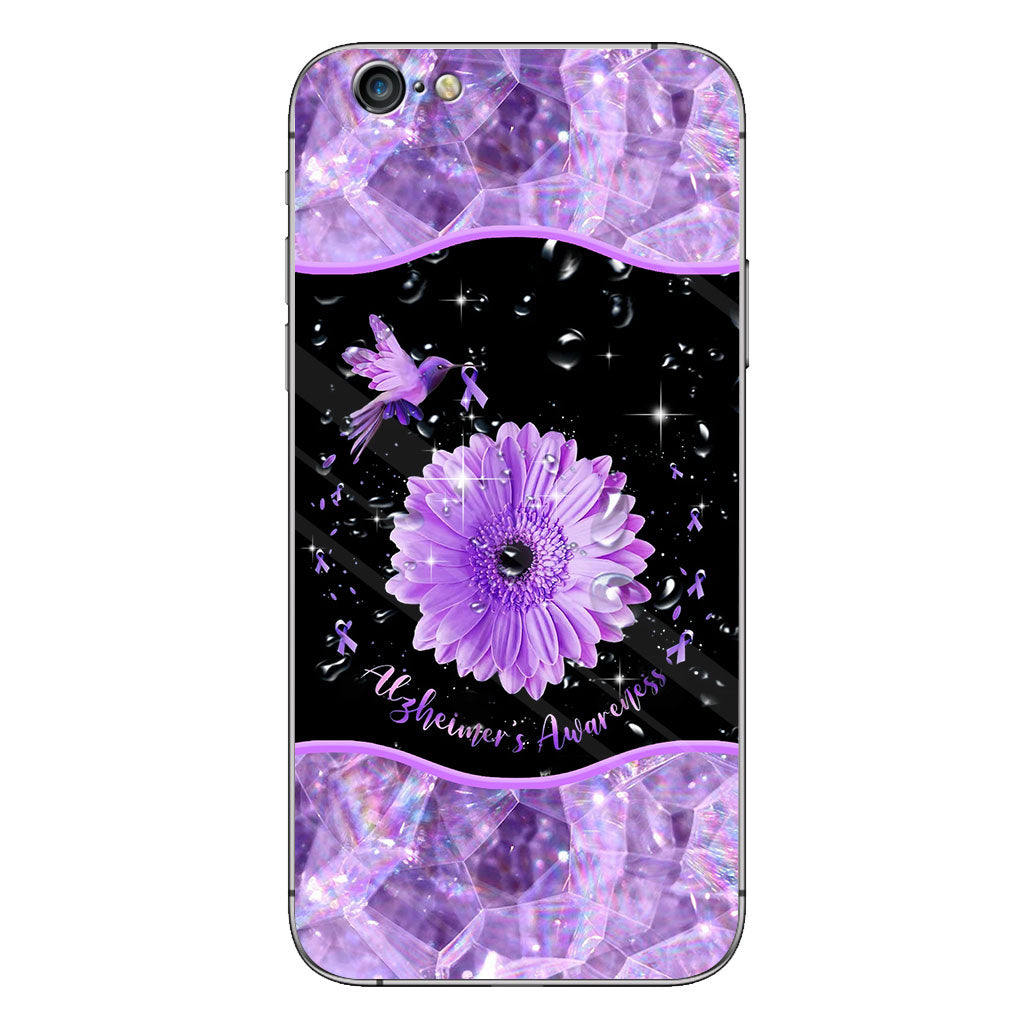 Alzheimer Awareness Flower Bird Inspired Purple Printed  Phone Case