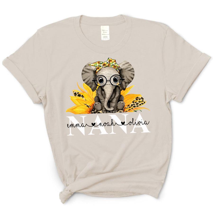Cute Elephant – Nana, Family Customize Personalized T-Shirt, Hoodie Adult, Kid, Unisex