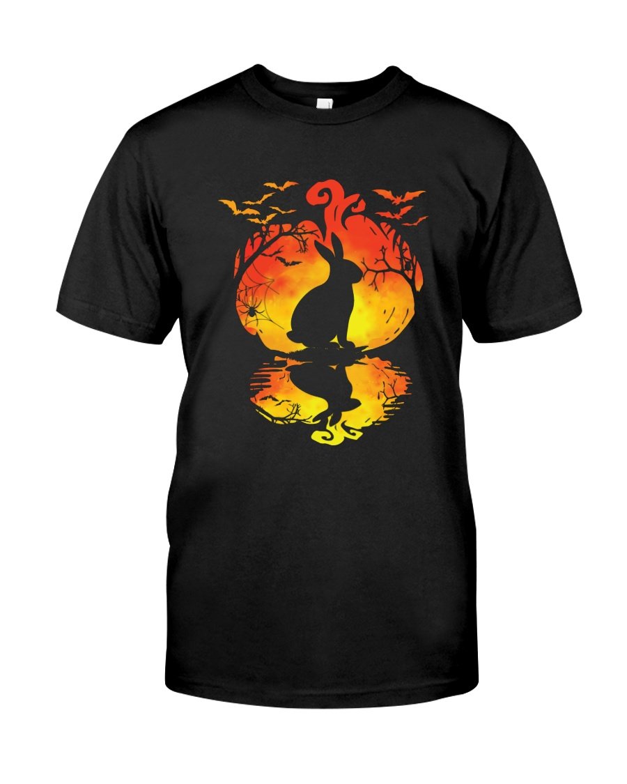 Rabbit Pumpkin Halloween Unisex T Shirt | Full Size | Adult | Black | K2645