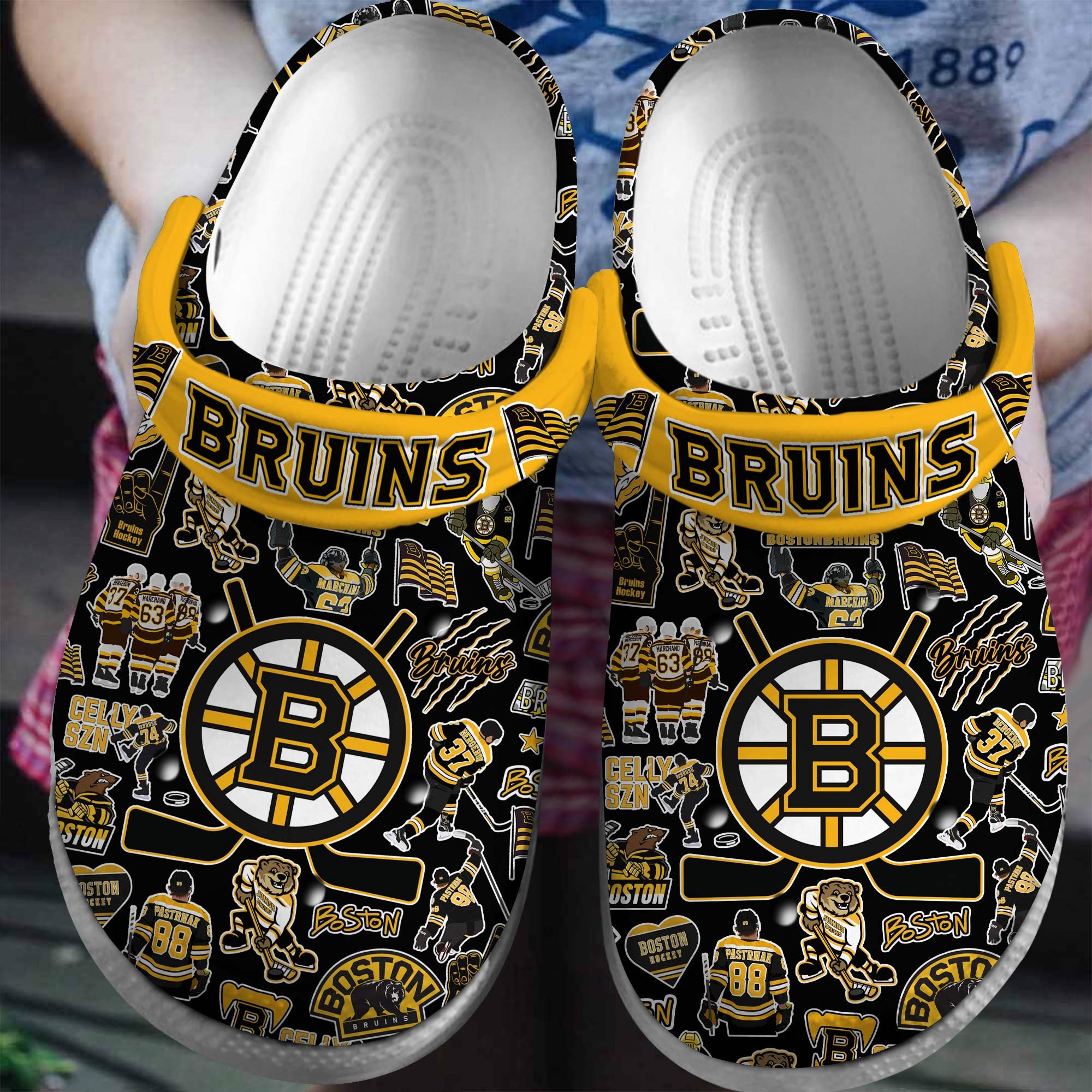 Boston Bruins NHL Ice hockey Sport Crocss Crocband Clogs Shoes Comfortable For Men Women and Kids