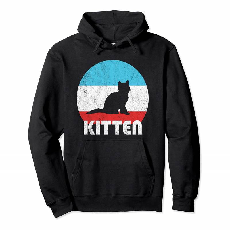 Kitten Vintage Retro Silhouette Gift Pullover Hoodie, T-Shirt, Sweatshirt, Tank Top, Racerback, Dolman