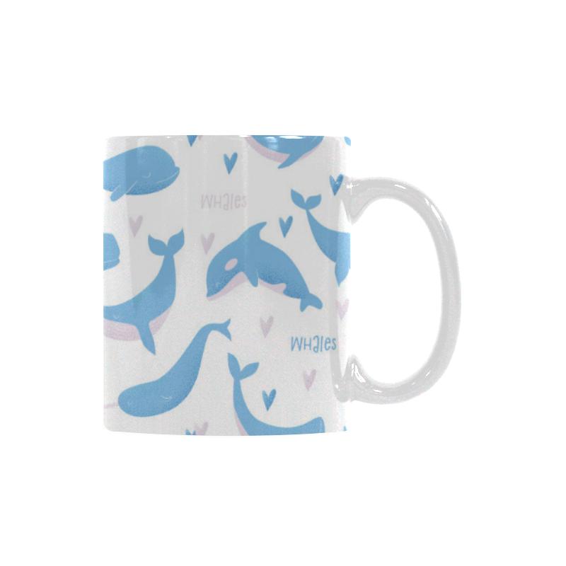 Blue whale pattern Classical White Mug (Fulfilled In US)