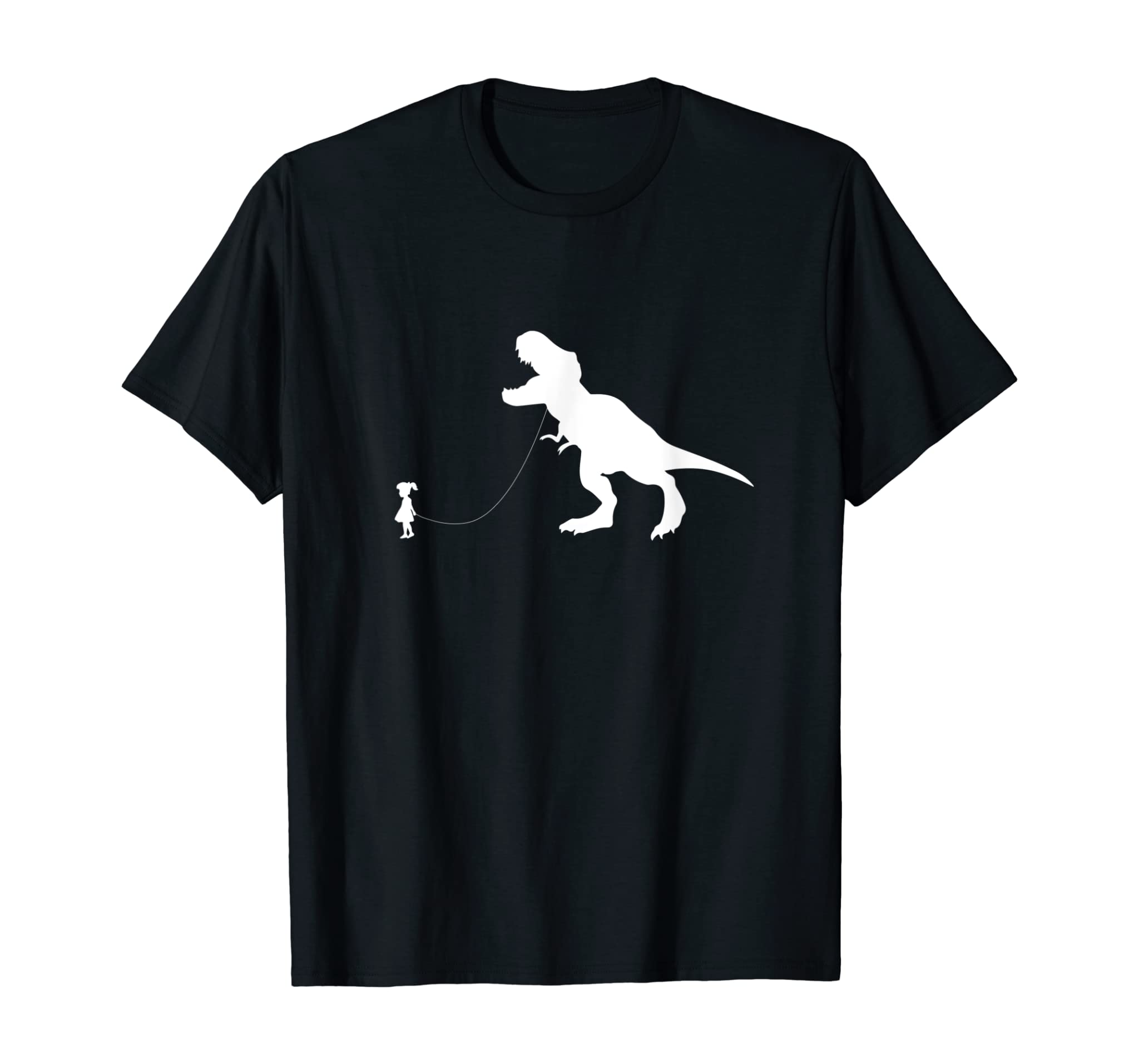 T-Rex Dinosaur Pet On A Leach Led By A Girl T-Shirt