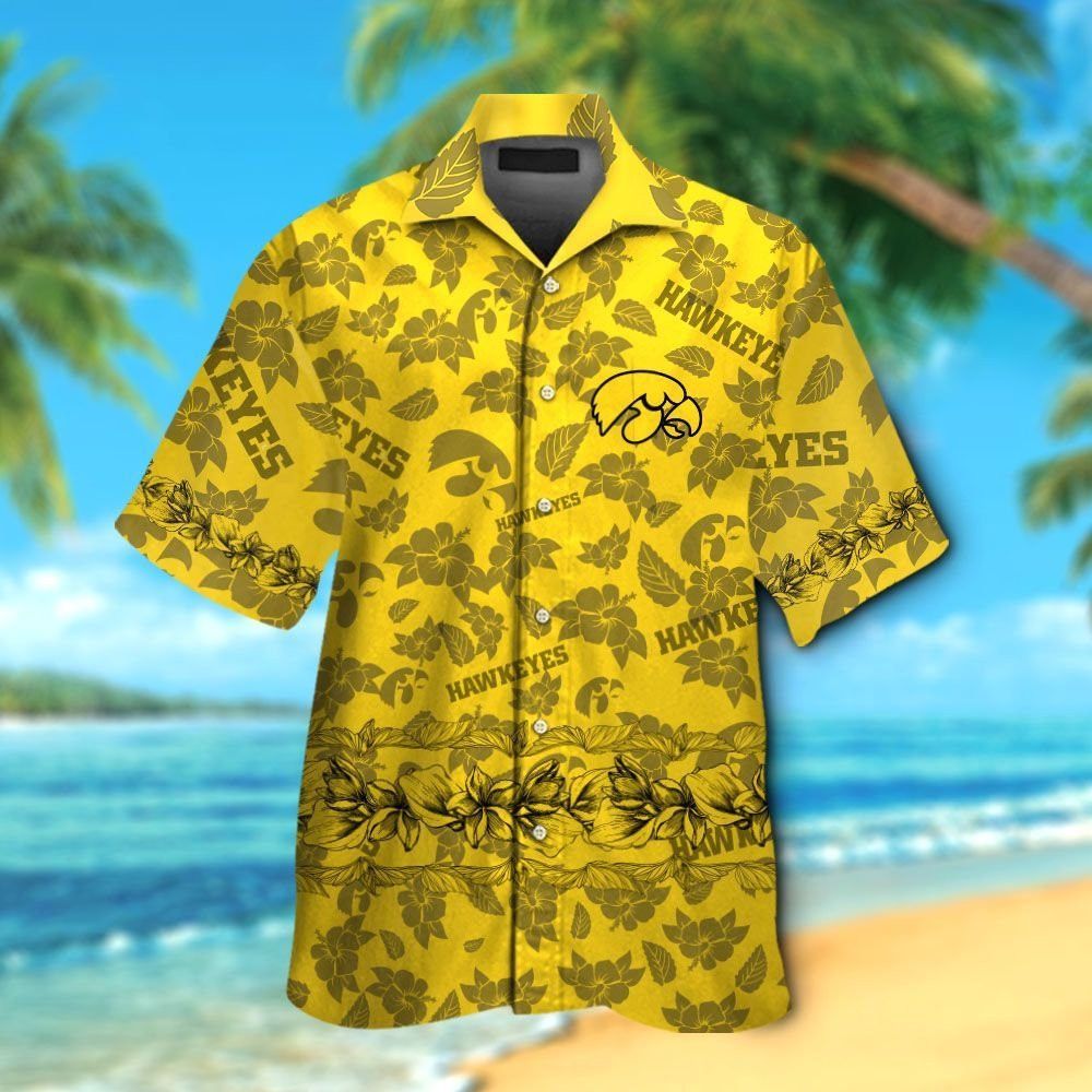 Iowa Hawkeyes Short Sleeve Button Up Tropical Hawaiian Shirt Ver01