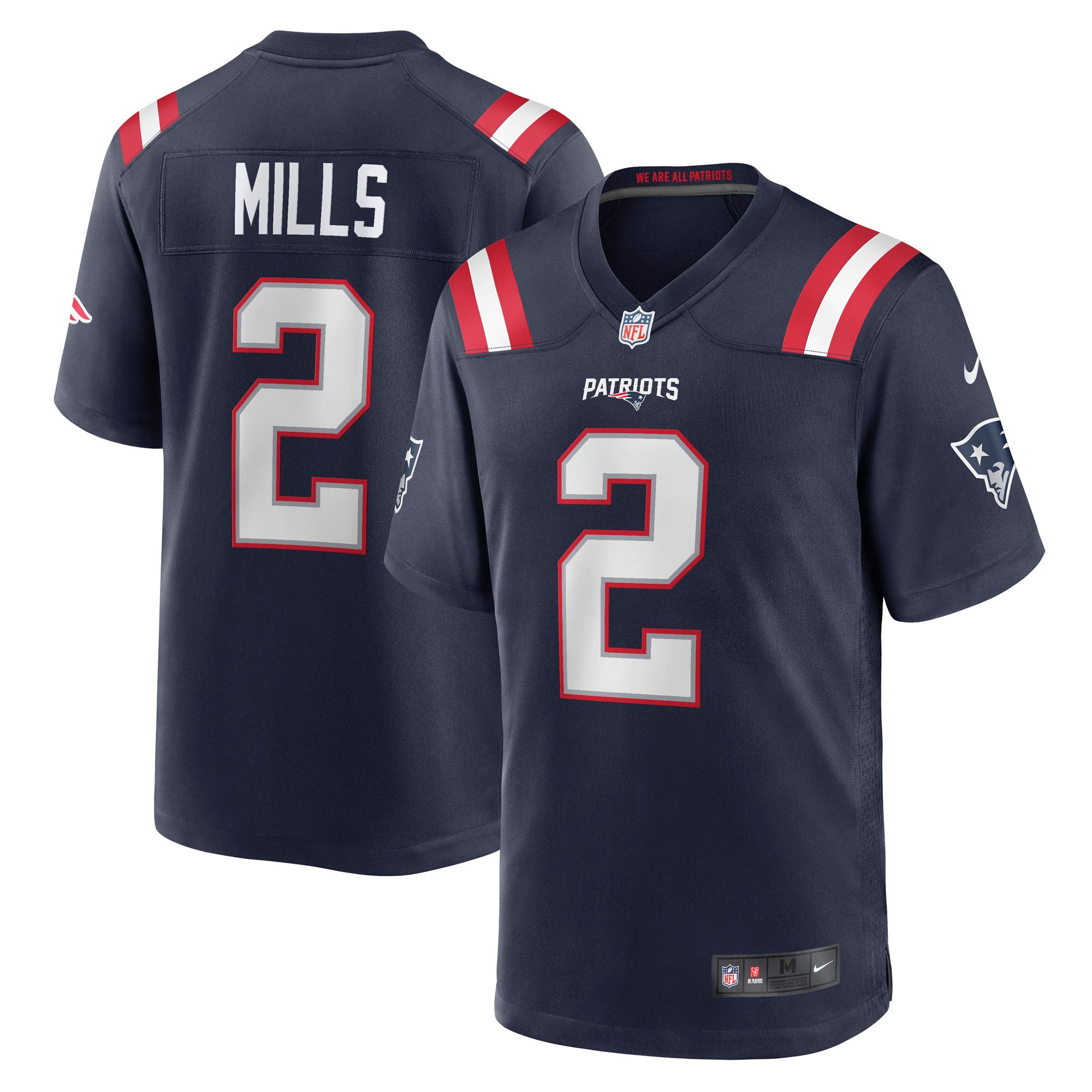 Men’s New England Patriots Jalen Mills Navy Game Player Jersey