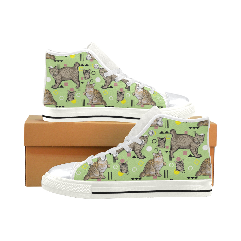 American Bobtail White High Top Canvas Shoes for Kid