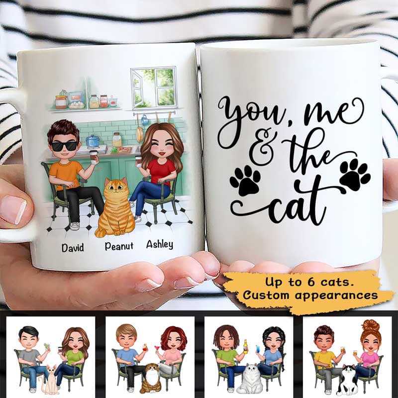 Couple In Kitchen Cat Mom Cat Dad Gift Personalized Mug