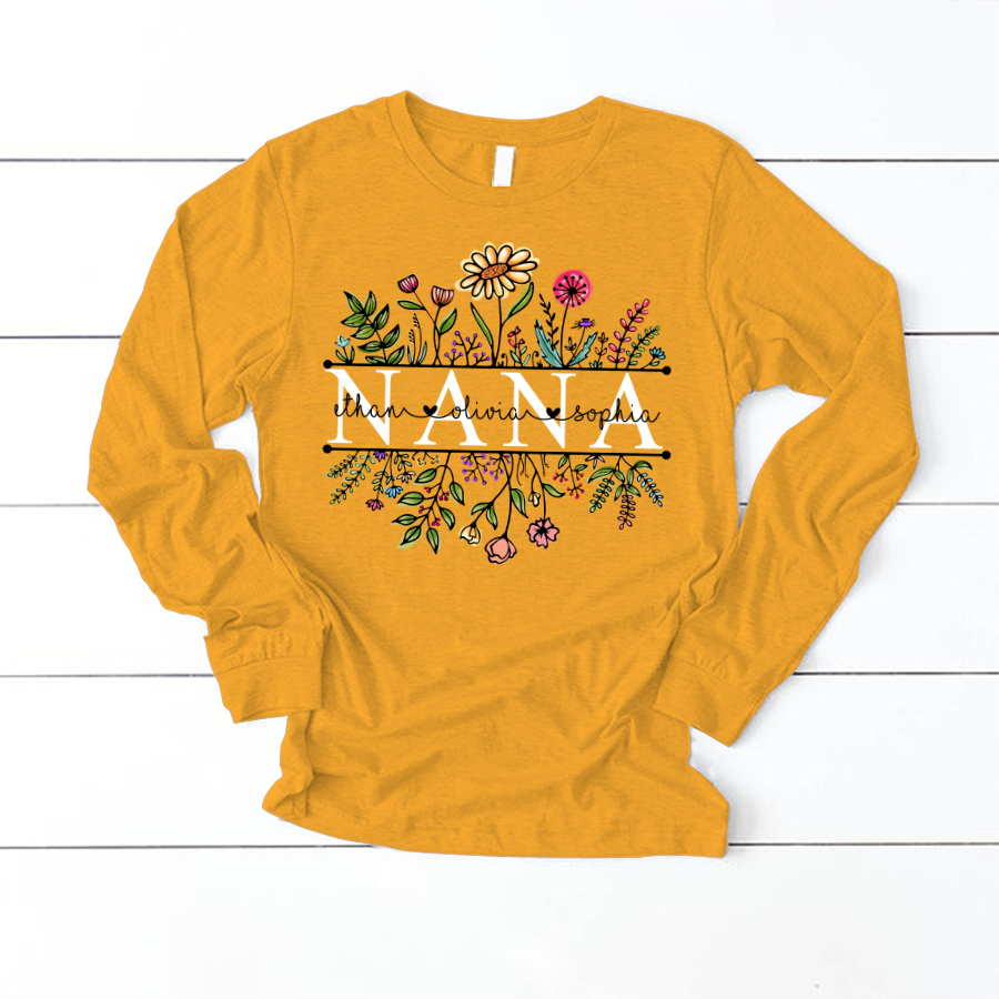 Wildflowers Nana And Grandkids, Grandma Shirt Longsleeve