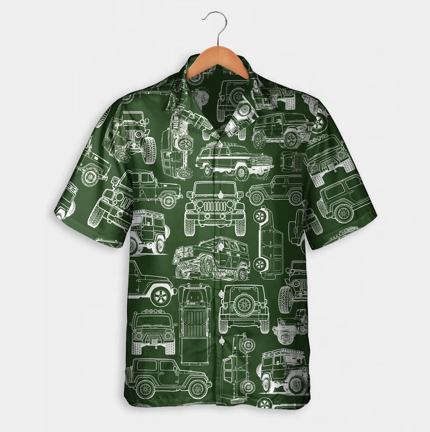 Jeep Pattern Hawaii Summer Short Sleeve Aloha Beach Shirt Ha49774