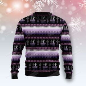 Alpaca Purple Pattern  Ugly Christmas Sweater, All Over Print Sweatshirt