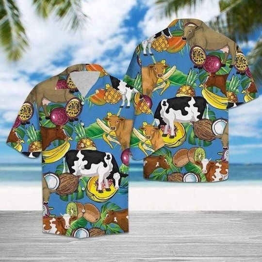 Hawaiian Shirt Cow Tropical Fruits Aloha Shirts Ha11296