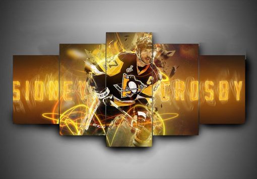 Pittsburgh Penguins Sidney Crosby Sport 5 Panel Canvas Art Wall Decor