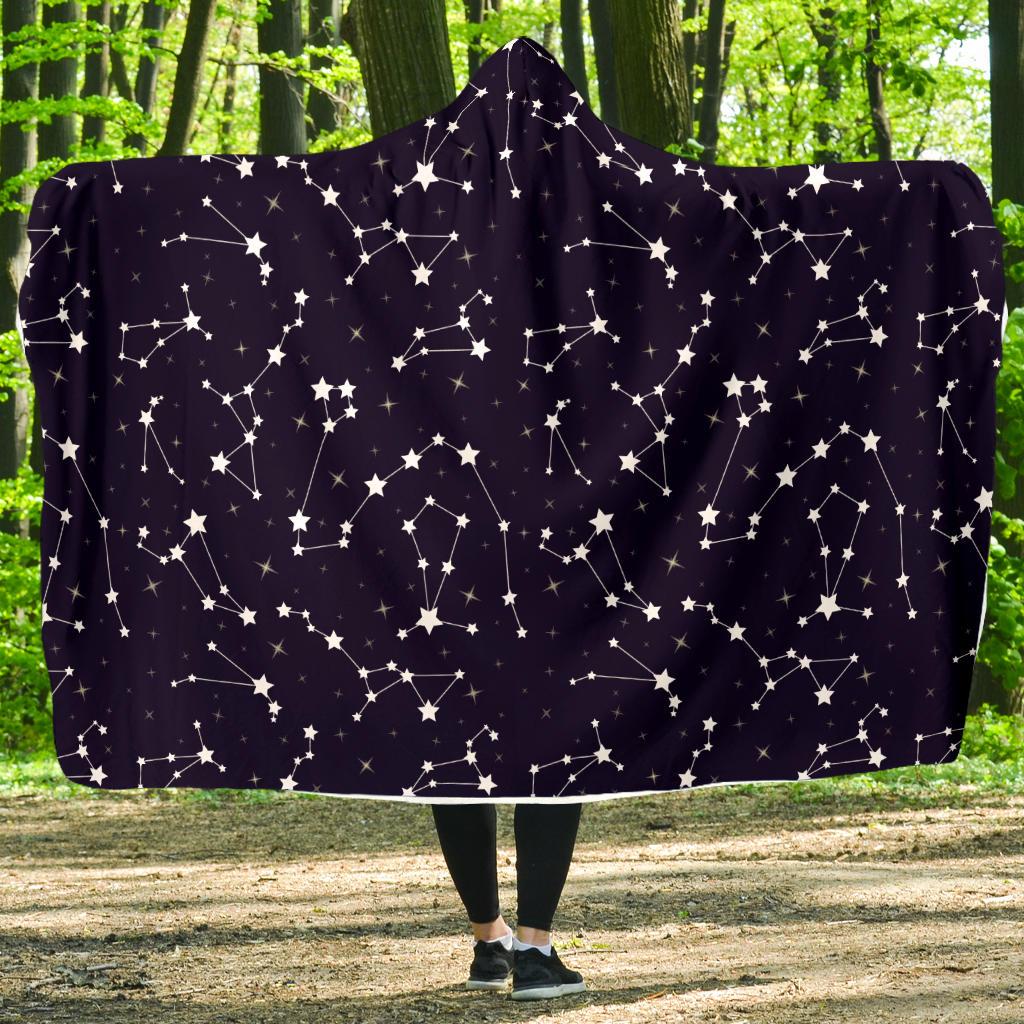 Zodiac Star Pattern Design Print Hooded Blanket