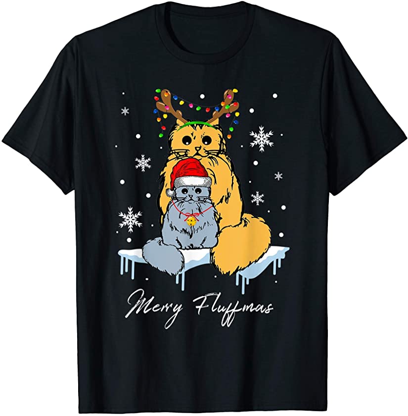 Merry Fluffmas – Christmas Cats Cat Kitten Lover Gift T-Shirt