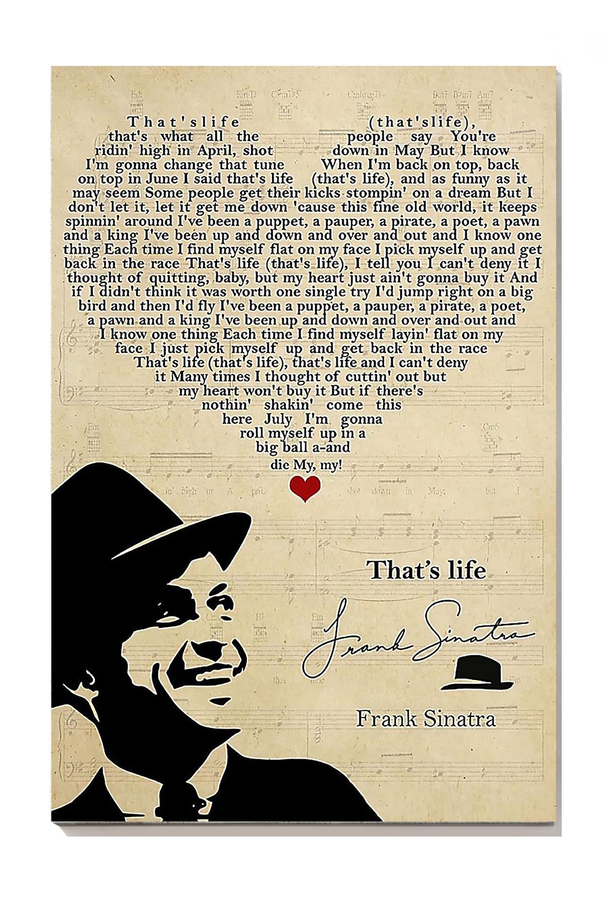 Thats Life Frank Sinatra Quote Wall Art For Frank Sinatra Fan Office Home Decor Wrapped Canvas