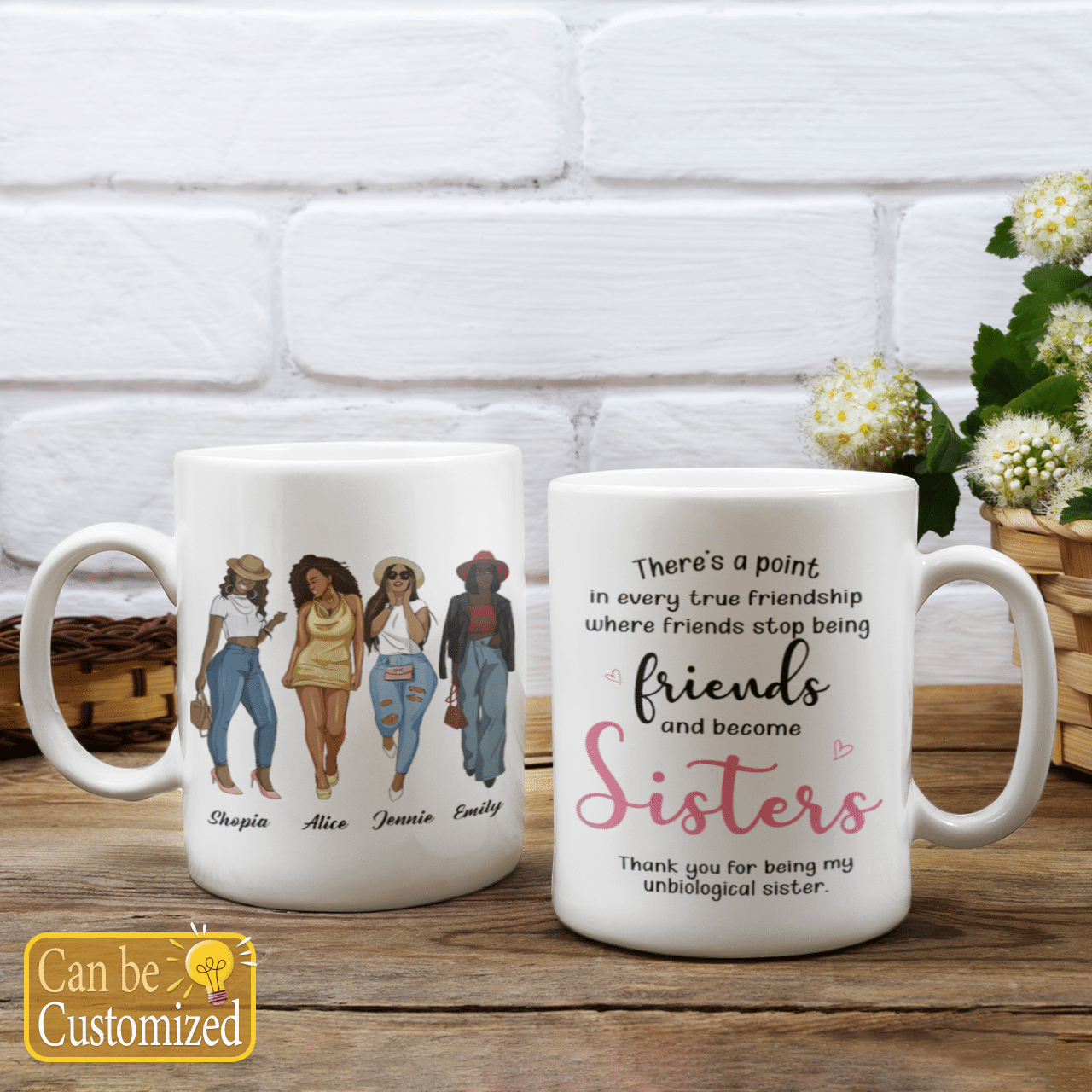 Personalized Mug Black Sister Friends Ther’Es A Point In Every True Friendship 4 Bestie