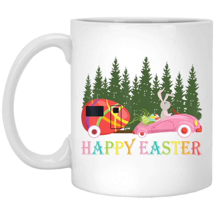 Camping Happy Easter Day Bunny eggs Gift for men women 11oz 15oz White Mug Happy Easter Day Funny Colors Eggs Bunny Ears Peeps Cute