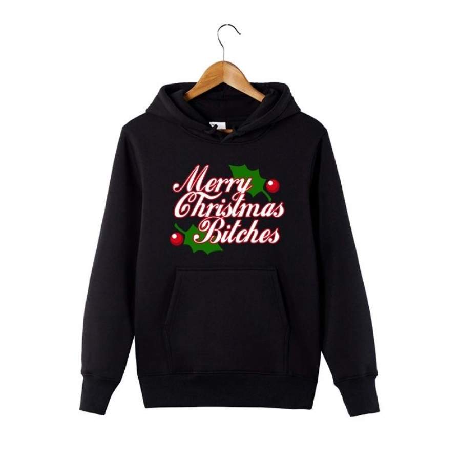 Merry Christmas Bitches Hoodie Joke Christmas Funny Hoodie Sweatershirt For Men Women