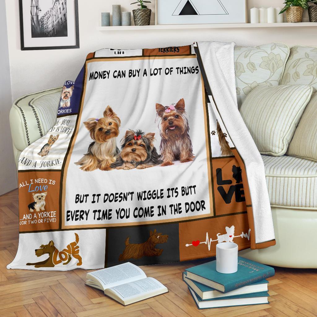 Yorkie Money Can Buy A Lot Of Things Blanket Gift For Yorkie Dog Lovers Birthday Gift Home Decor Bedding Couch Sofa Soft And Comfy Cozy