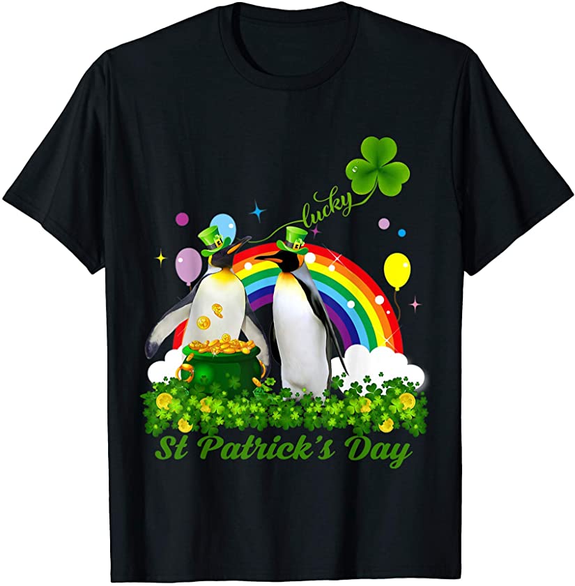 Lucky Penguin Shamrock St Patrick’s Day T-Shirt