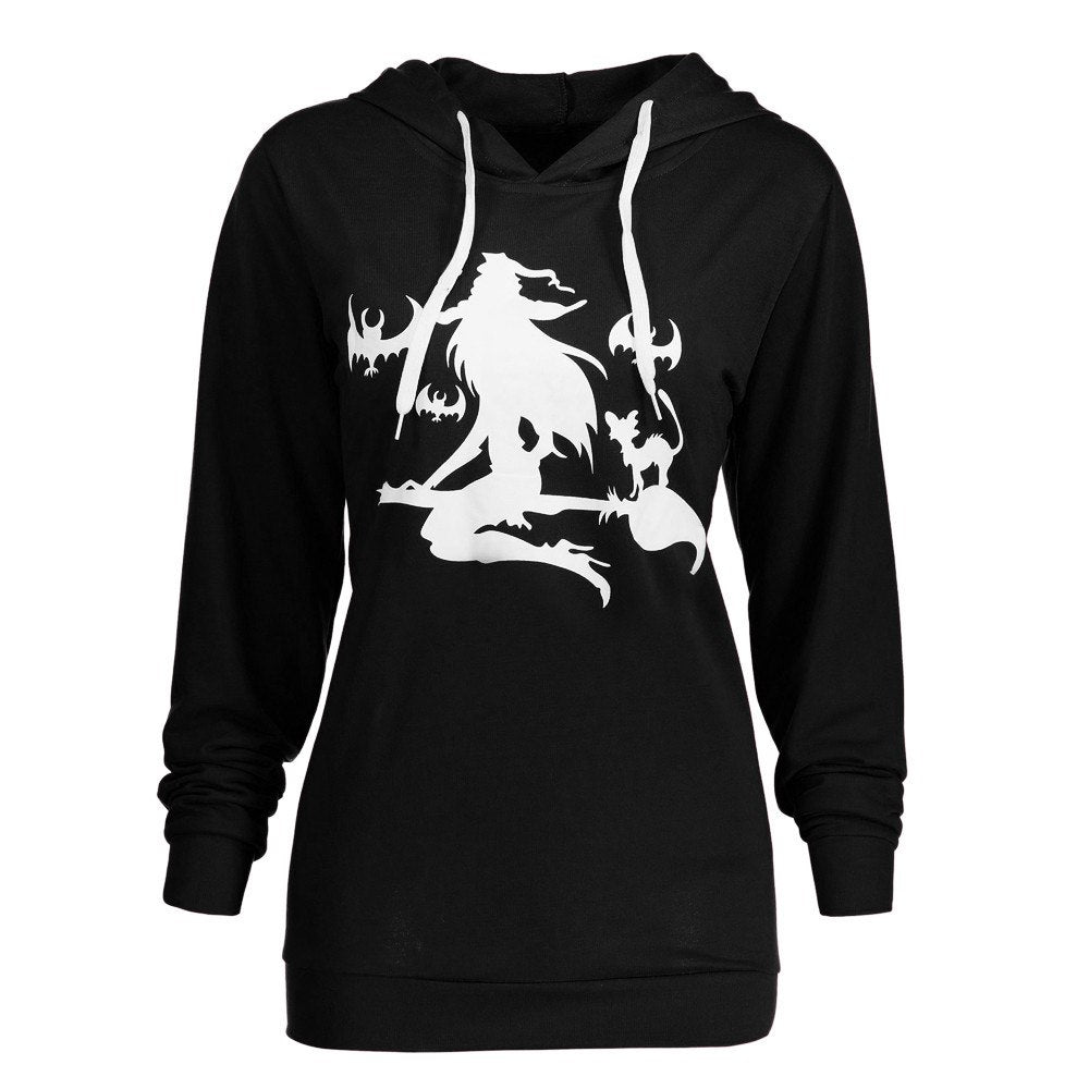 Witch Print Halloween Hoodie Sweatshirt