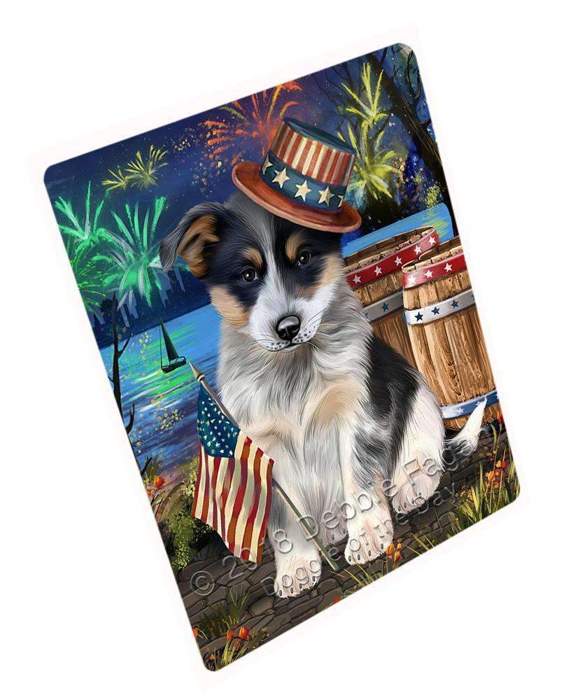 4Th Of July Independence Day Fireworks Blue Heeler Dog At The Lake Blanket Blnkt76044