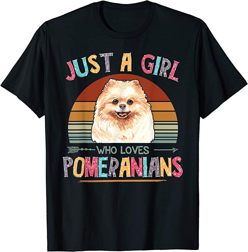 Vintage Just A Girl Who Loves Pomeranians Dog Lovers Gift T-Shirt