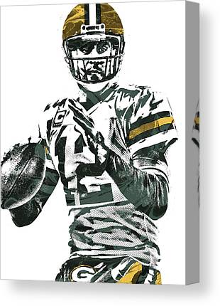 1 Aaron Rodgers Green Bay Packers Pixel Art 4 Joe Hamilton Canvas Print