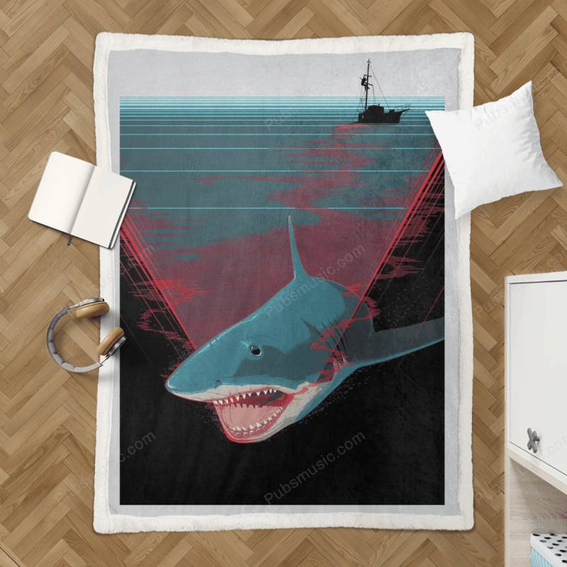 Shark Minimal – Movies And Games Sherpa Fleece Blanket