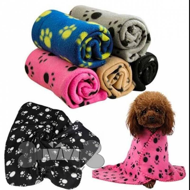 Pet Dog Cat Blanket Soft Towel Paw Print Mat For Large Dog Puppy Bed Quilt Bath Towel Pet Car Cushion