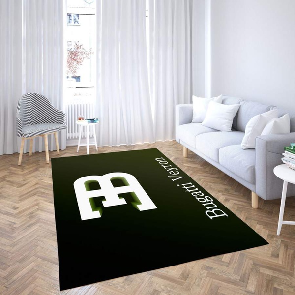 Bugatti Logo Area Rug, Black Living Room Carpet Floor Decor