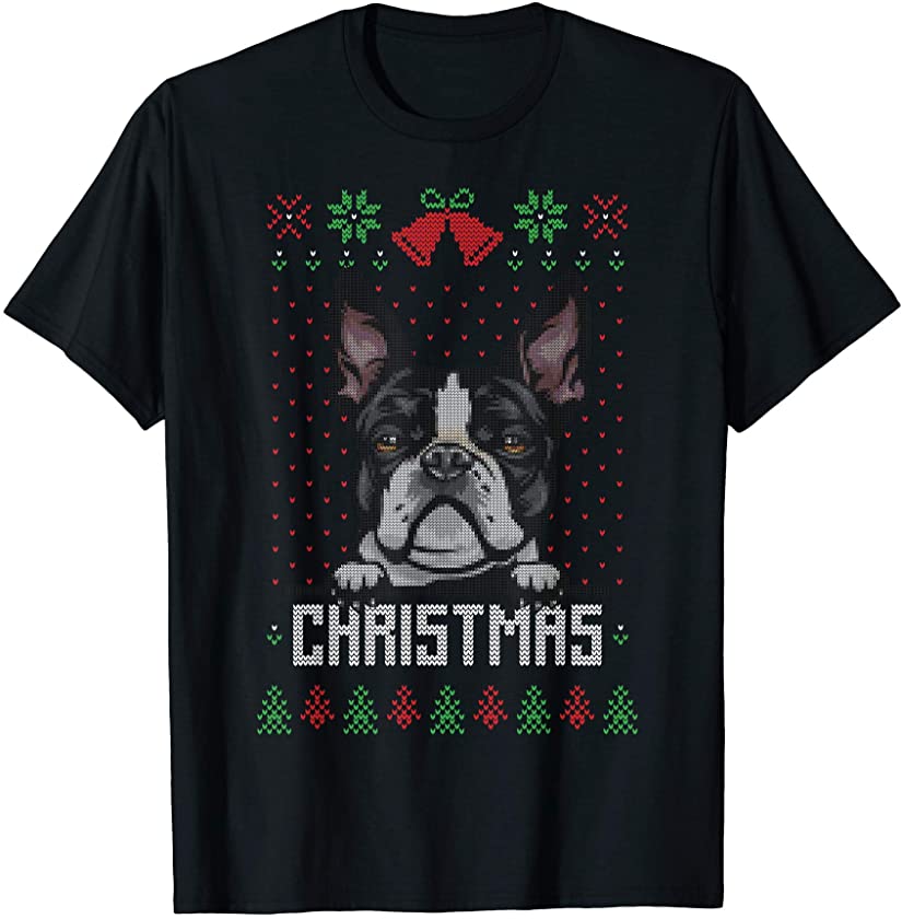 Boston Terrier Dog ugly christmas sweater dog lovers gift T-Shirt