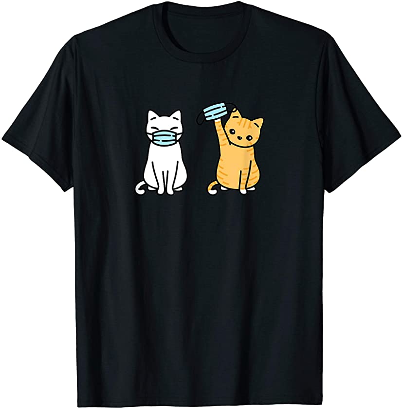 Cat Face Mask White and Orange Pet Kitten Cats Lovers Gift T-Shirt