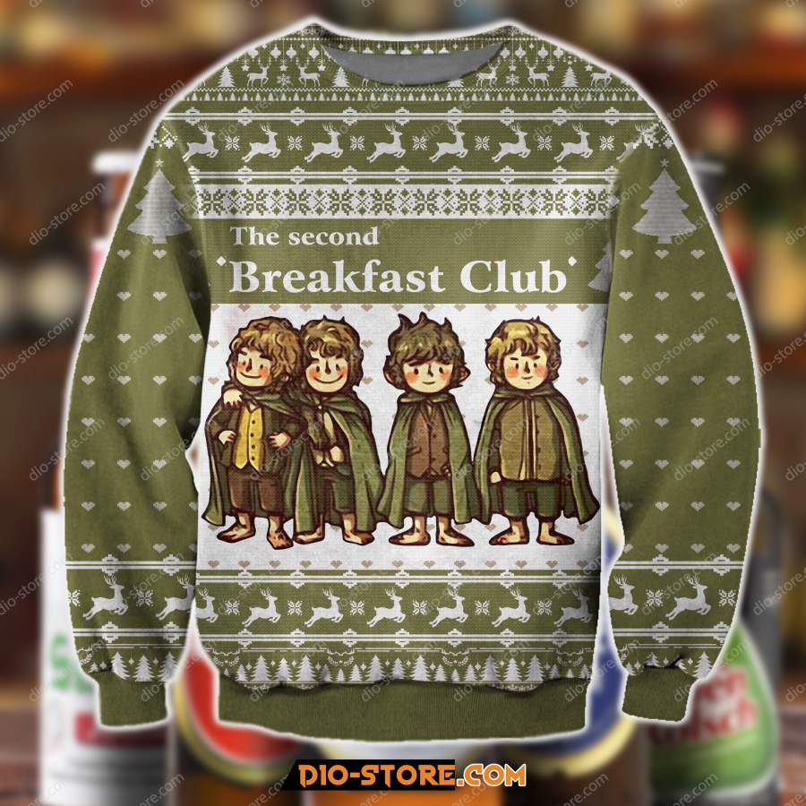 3D ALL OVER PRINT KNITTING PATTERN THE SECOND BREAKFAST CLUB UGLY CHRISTMAS SWEATER