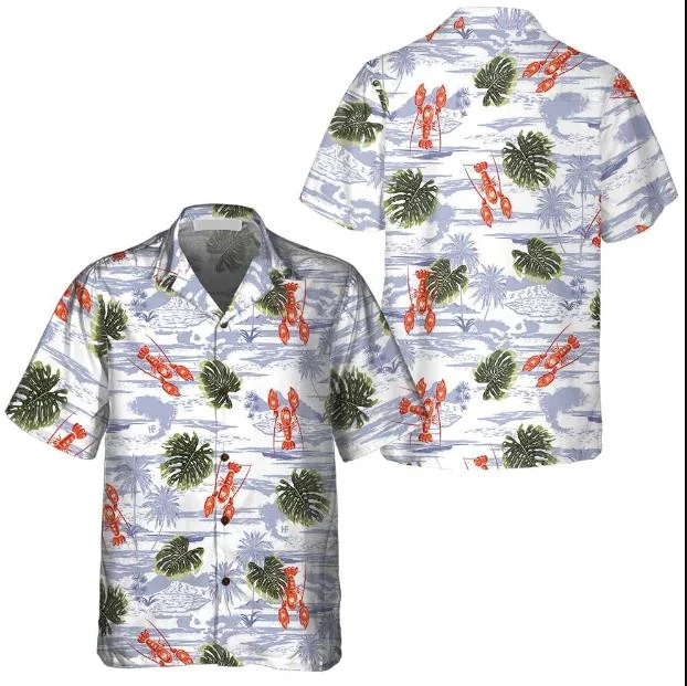 Tropical Pattern And Lobster Monstera Leaves Hawaii Shirt Ha10281