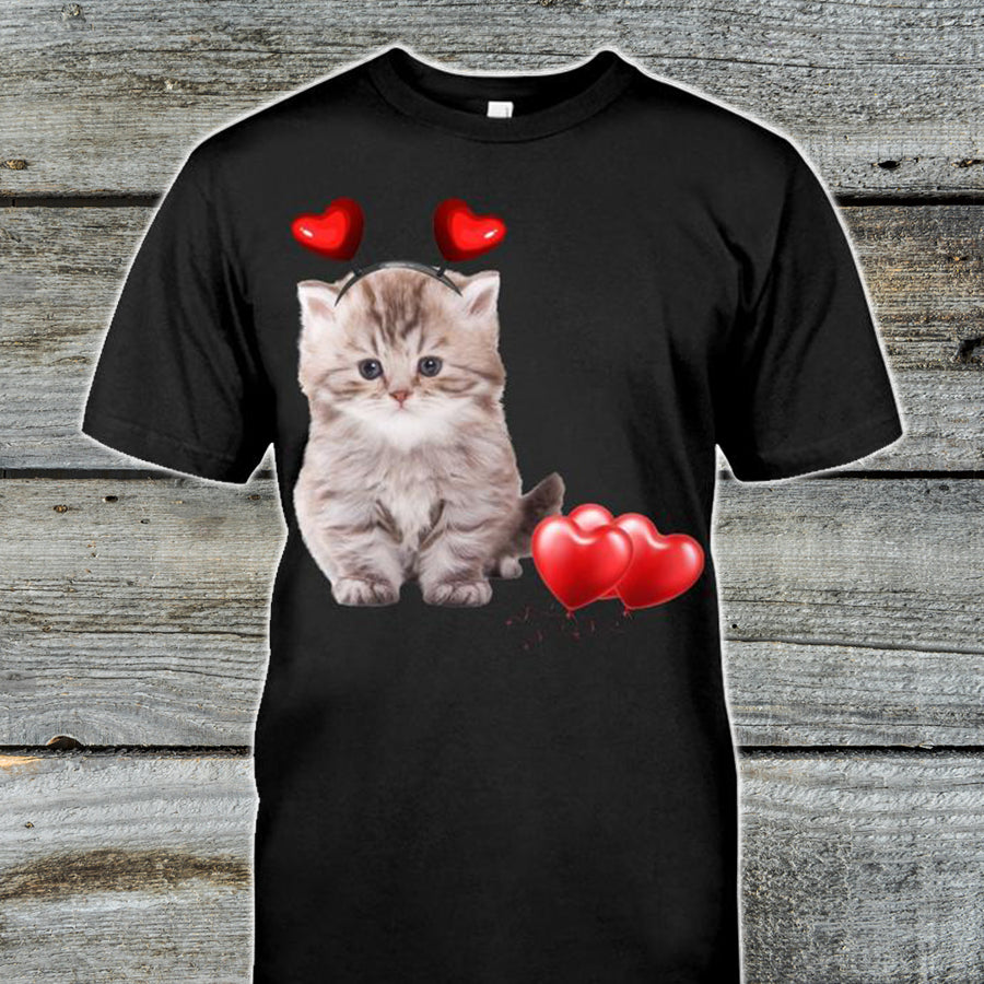 Cat So Cute Hearts Valentine T-Shirt