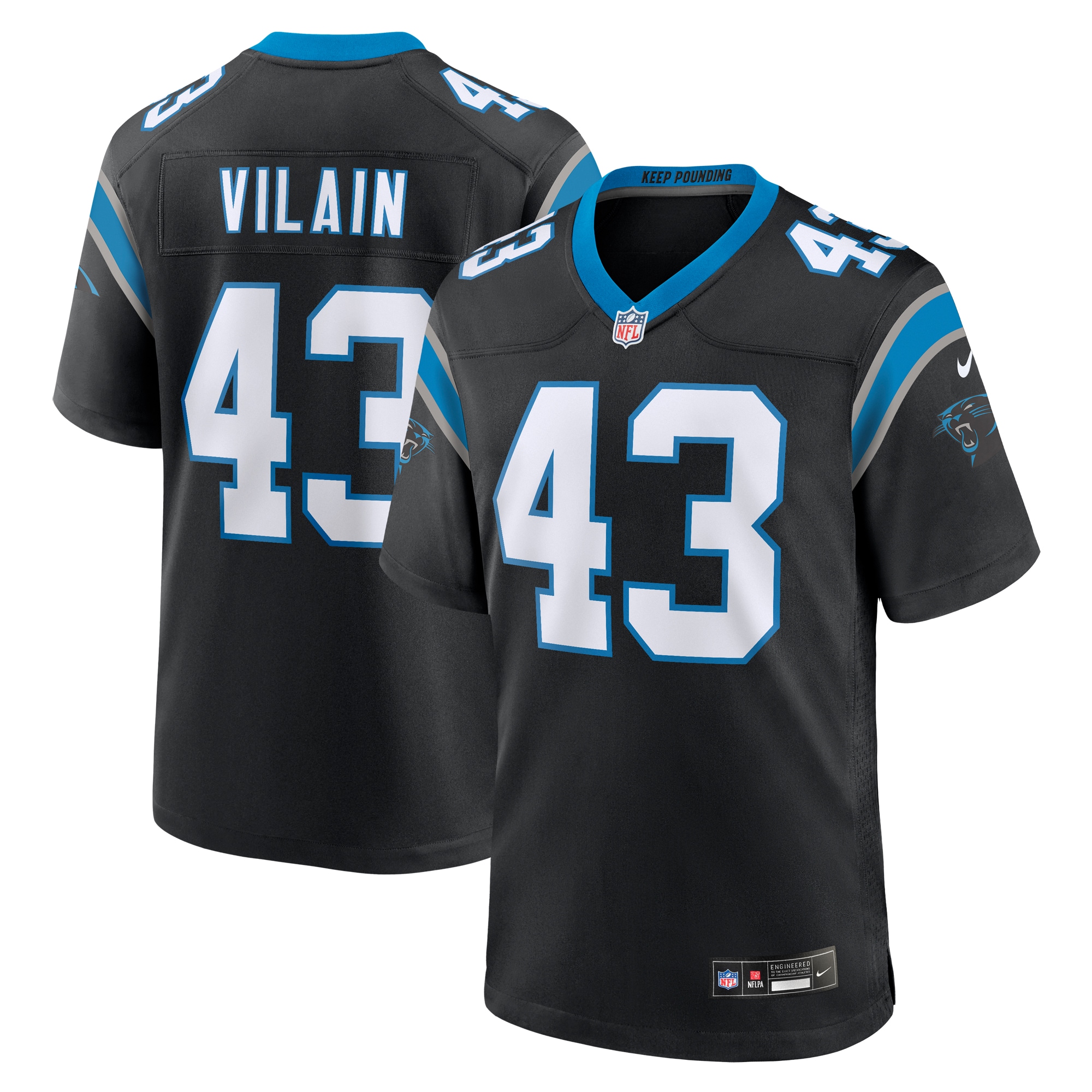 Luiji Vilain Carolina Panthers Game Jersey – Black