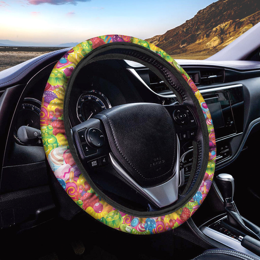 Candy And Jelly Pattern Print Car Steering Wheel Cover