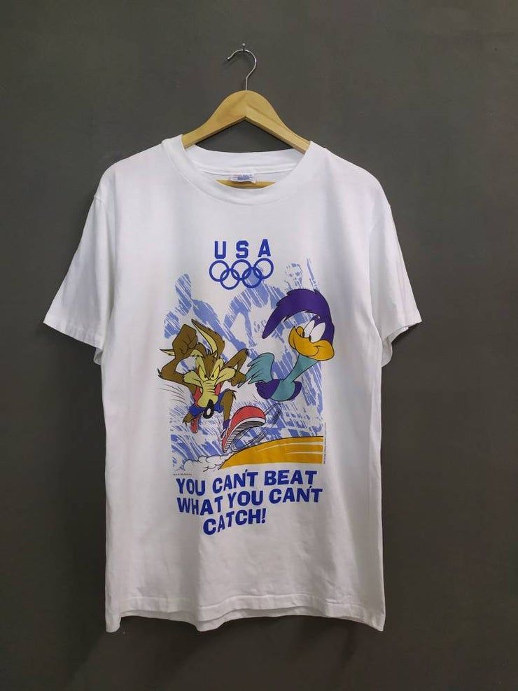 Vintage 1995 Usa Olympics Looney Tunes Warner Bros Shirt