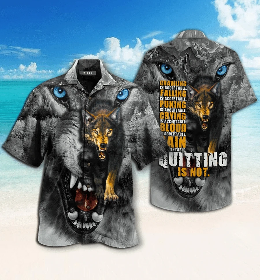 Quitting Is Not Wolf Tropical Polyester Hawaii Shirt Ha24821