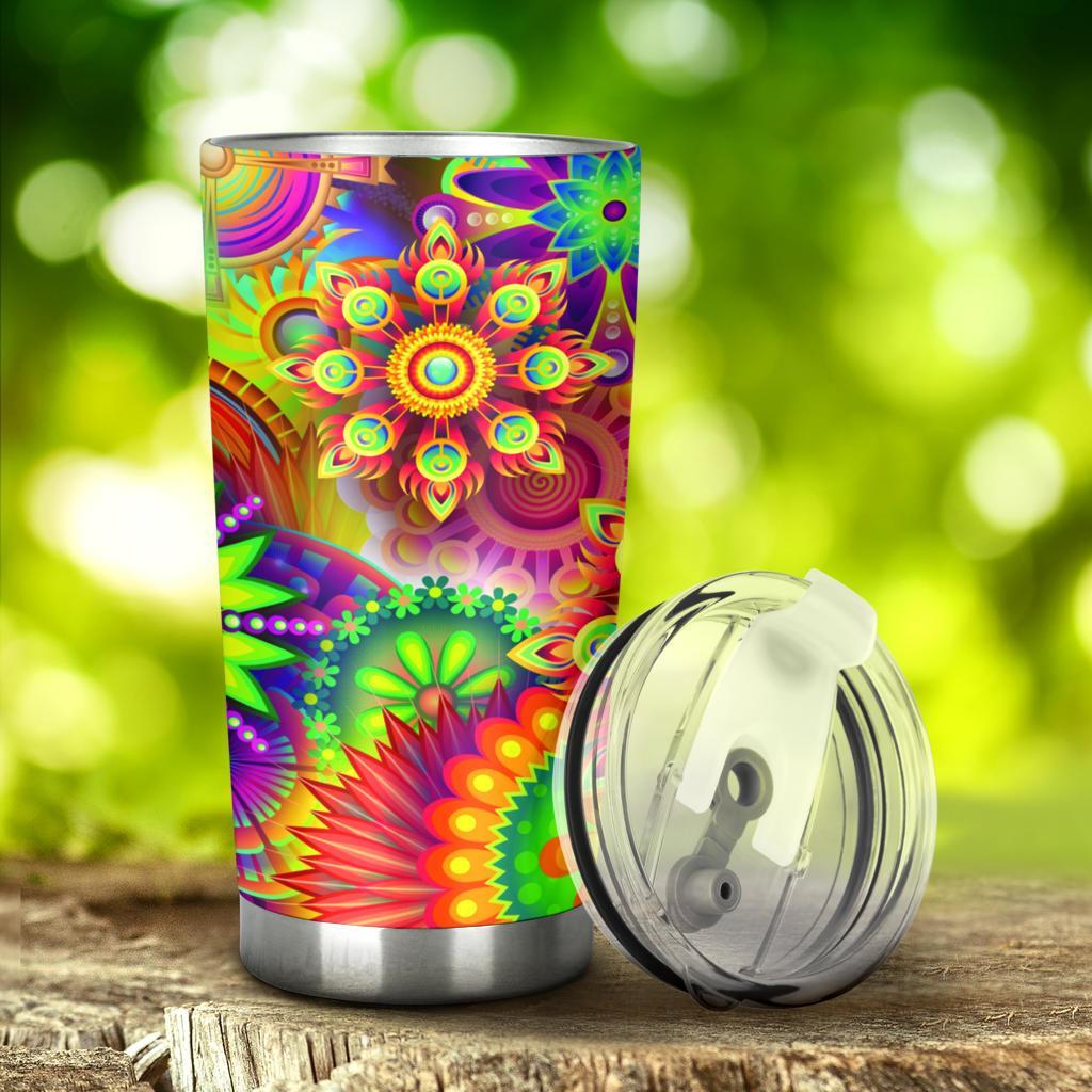 Abstract Bright Floral – Travel Tumbler