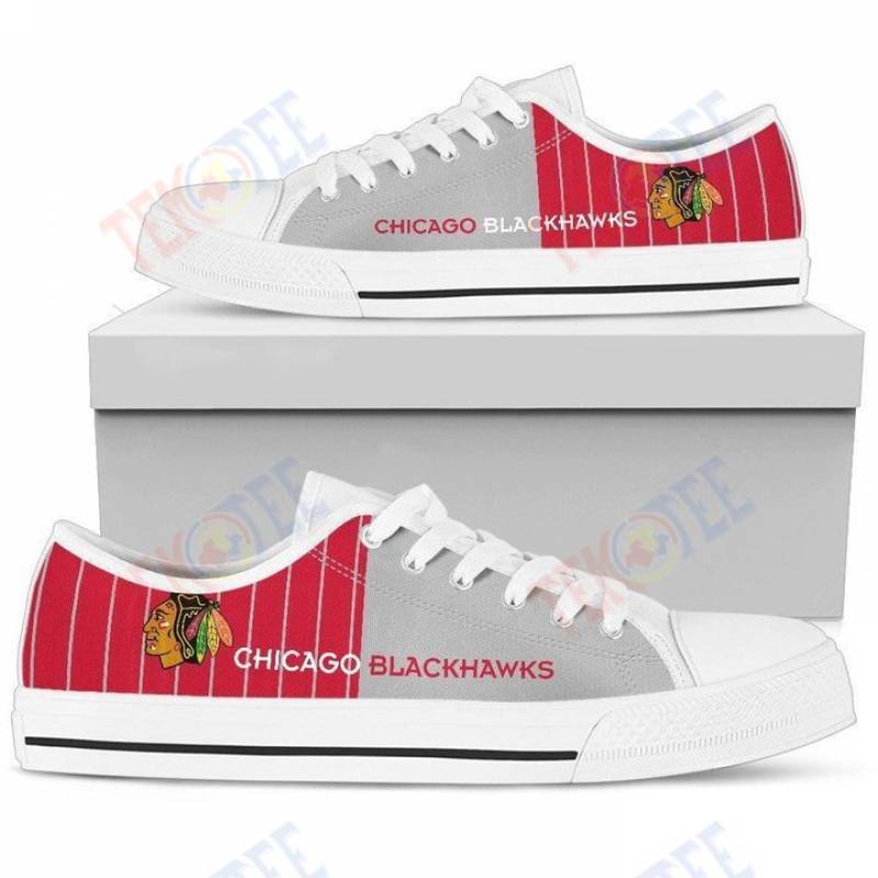 Mens Womens Simple Design Vertical Stripes Chicago Blackhawks Low Top Shoes Custom Print Footwear Converse Sneakers TMT924