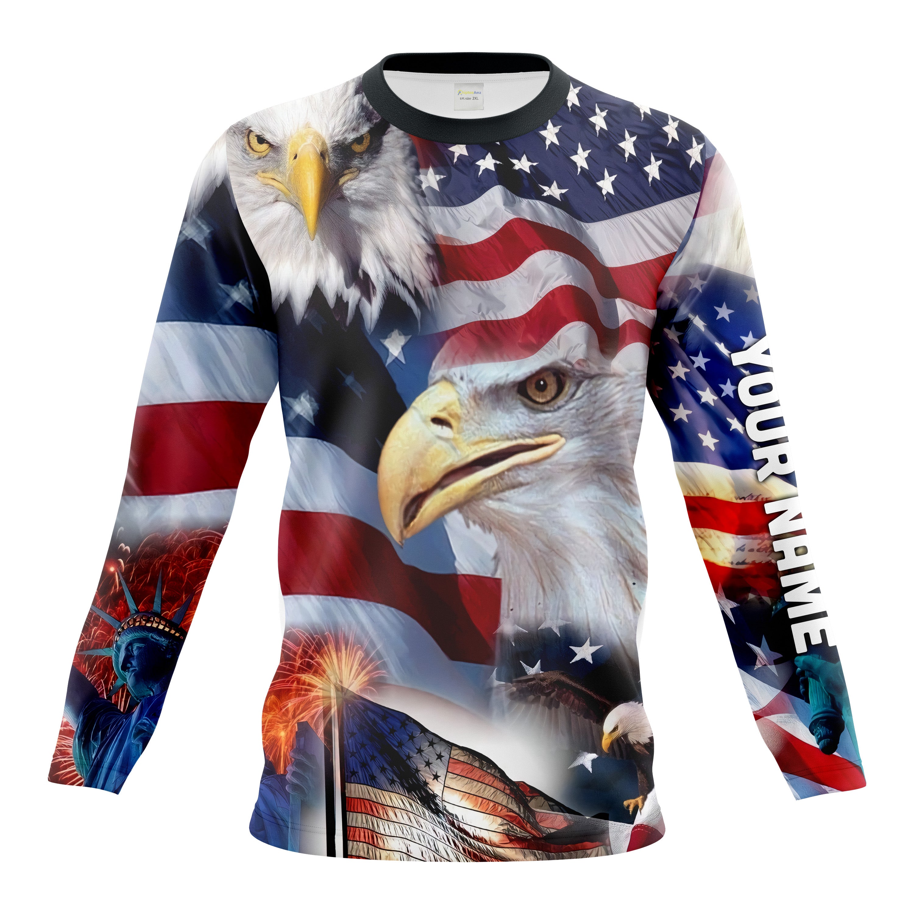 American Flag Eagle Fireworks 4Th Of July 3D Custom Name All Over Print Shirts, Long Sleeve, T-Shirt Patriotic Gifts – Fsd2046