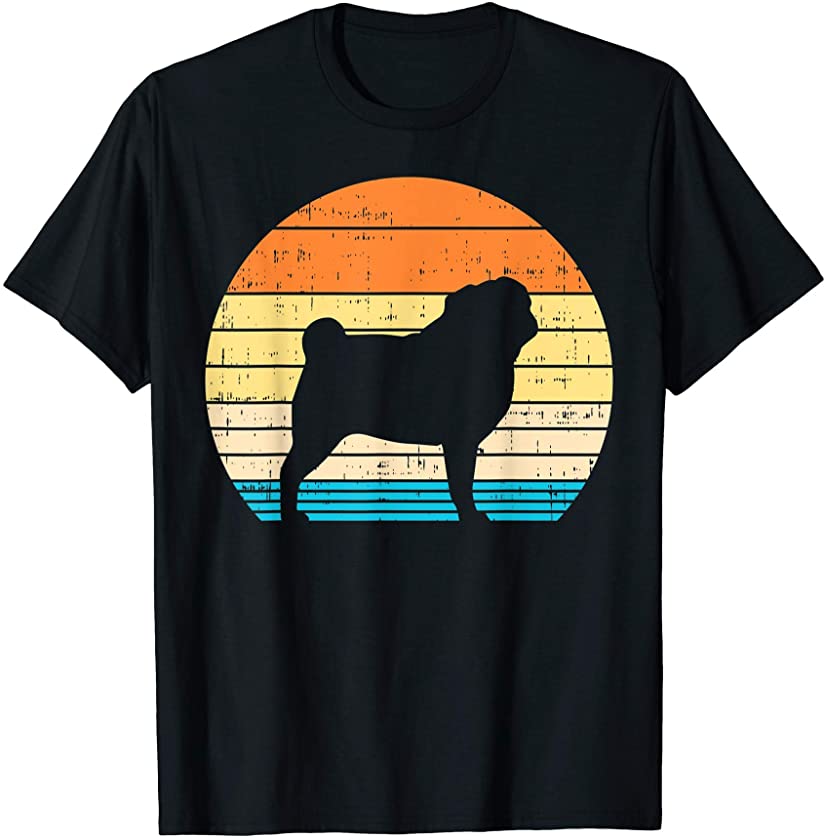 Pug Sunset Retro Animal Pet Dog Lover Owner Men Women Gift T-Shirt