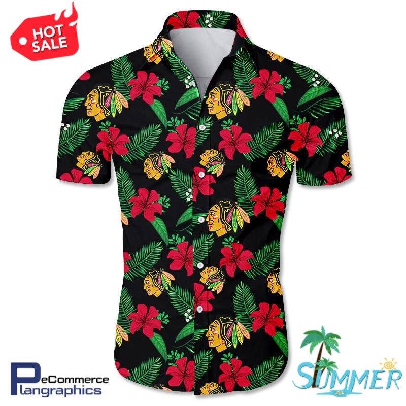 Chicago Blackhawks Hawaiian Aloha Shirt Hawaiian Shorts Beach Short Shirt