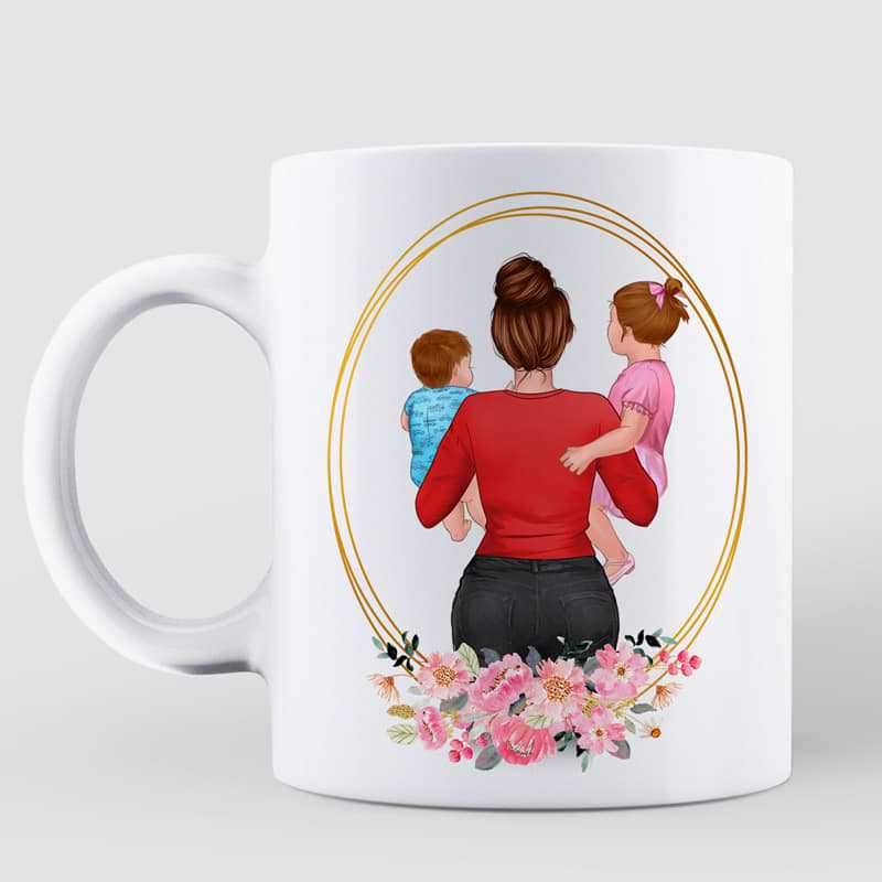 Happy Mother‘s Day Mom Holding Kids Personalized Coffee Mug