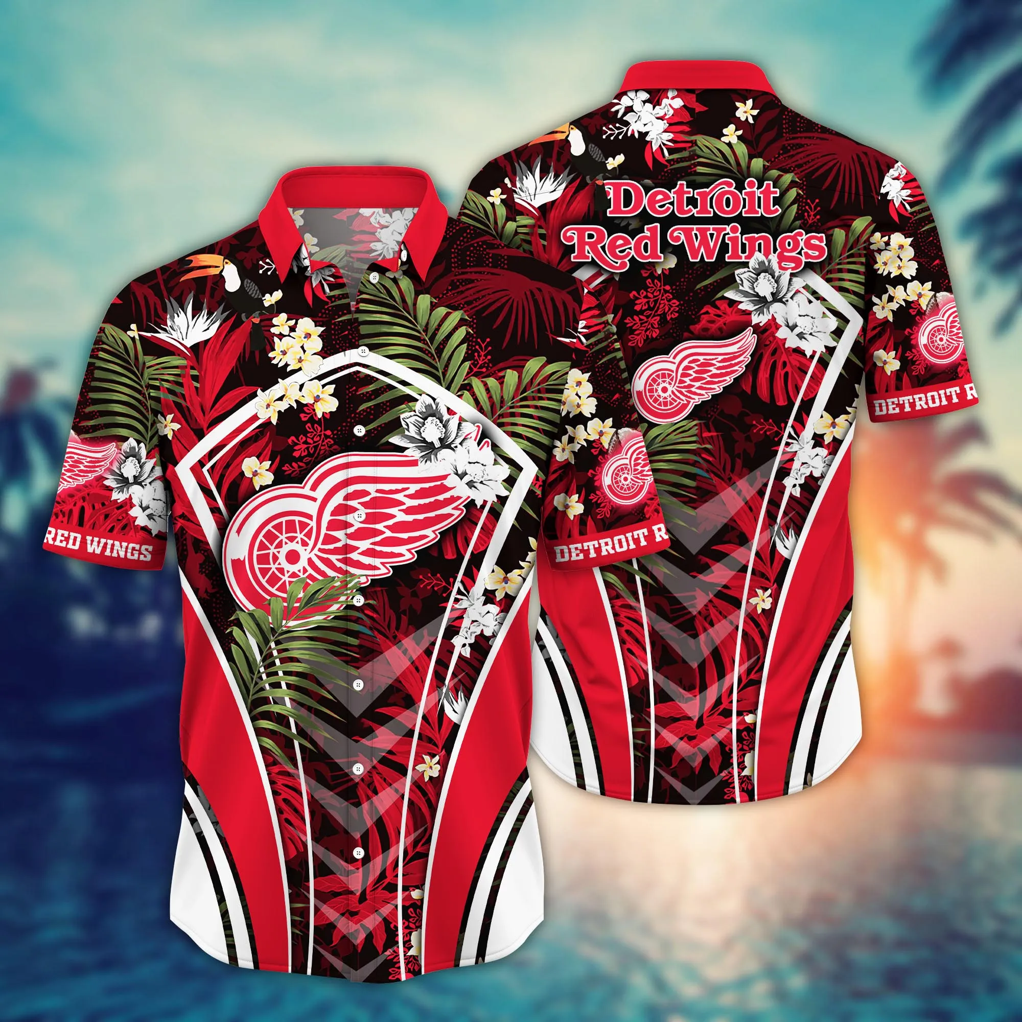 Detroit Red Wings Nhl Hawaiian Shirt Mid-Year Aloha Shirt