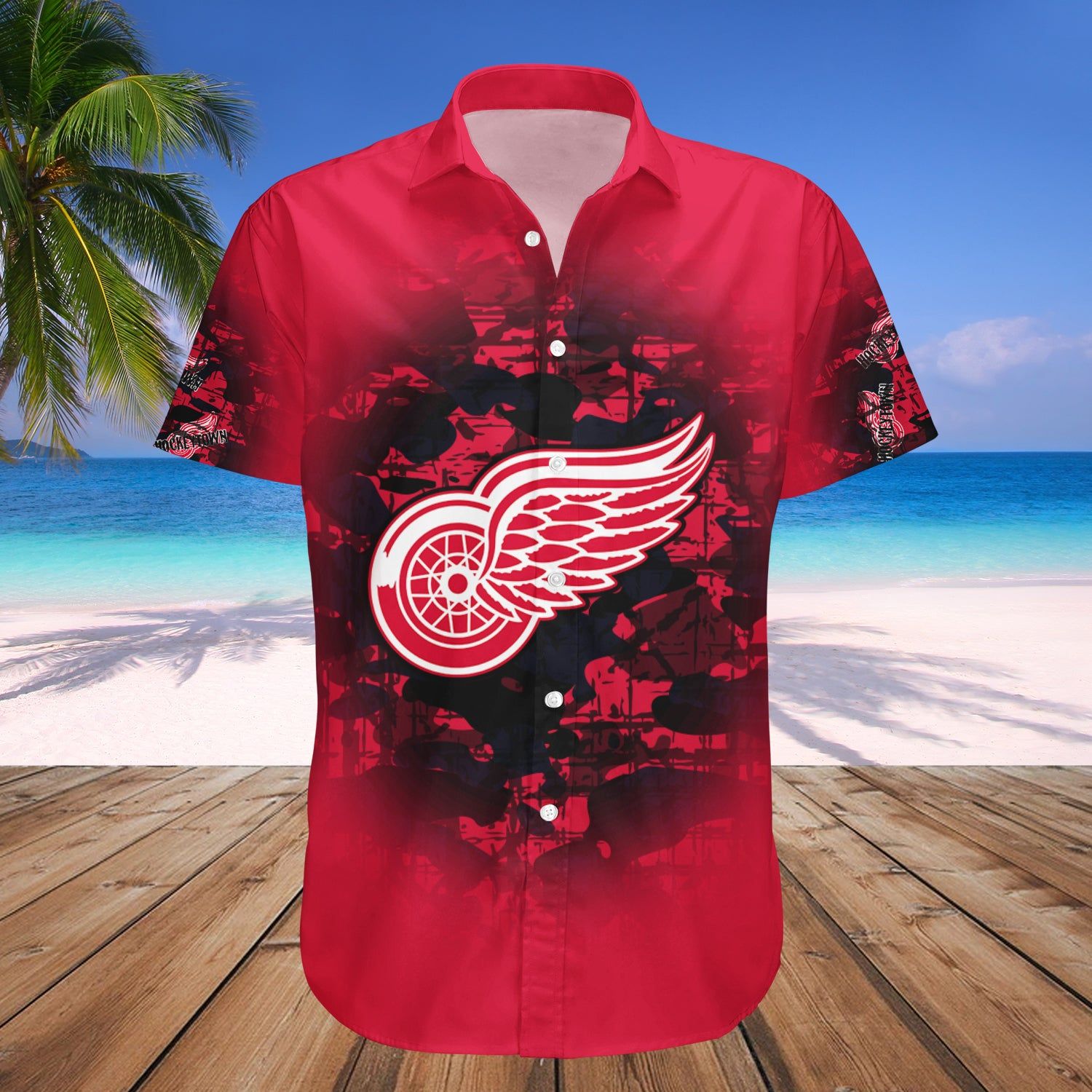 Detroit Red Wings Hawaii Shirt Camouflage Vintage – Nhl